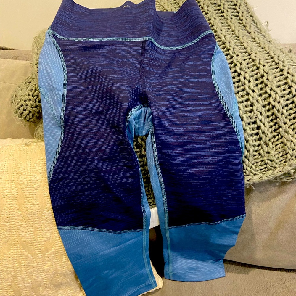 Brand new, tags on two-tone blue crops by Outdoor Voices